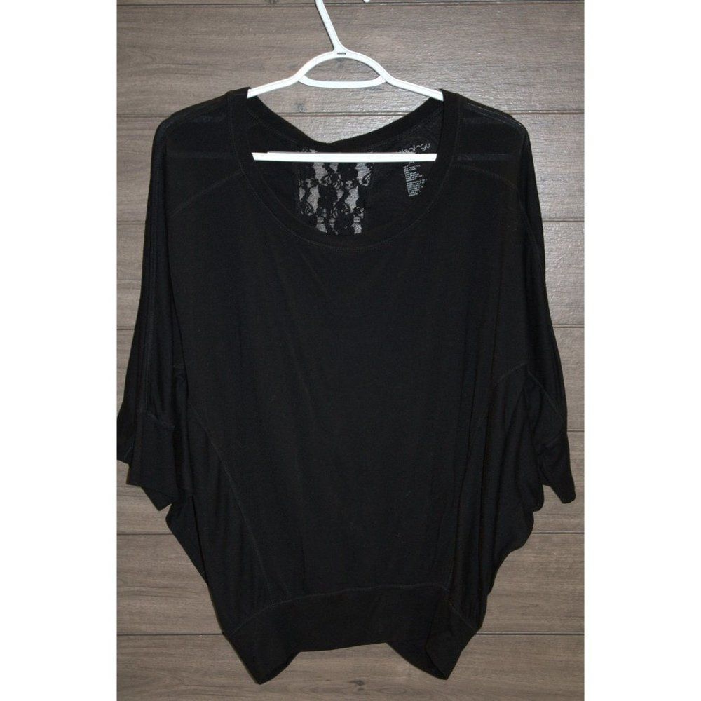 Ideology Black Shirt w/ 3/4 Sleeve and Lace Back size Small